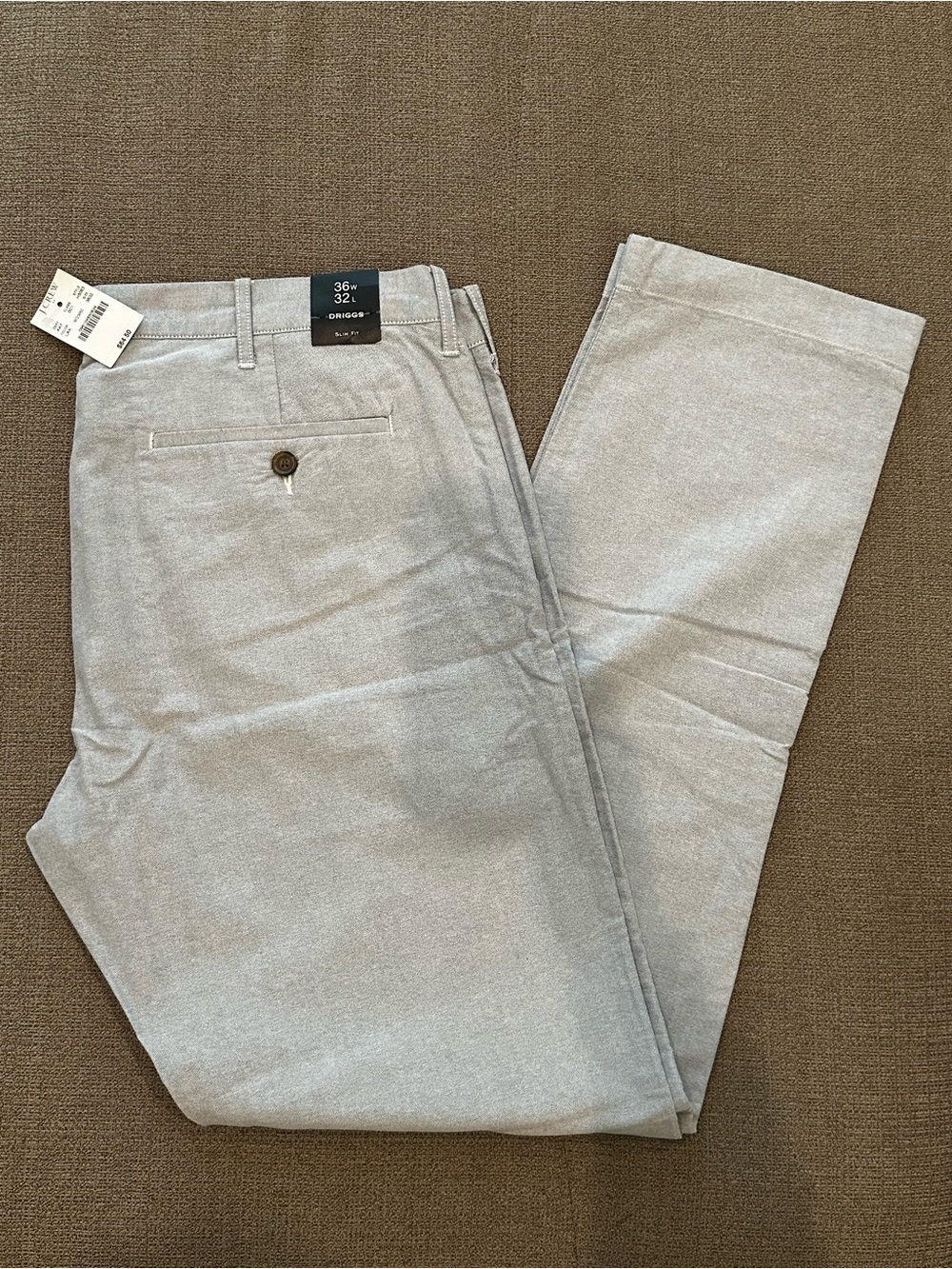 J. Crew Gray Blue Chinos Dress Slim Fit Pants, 36x32, NWT